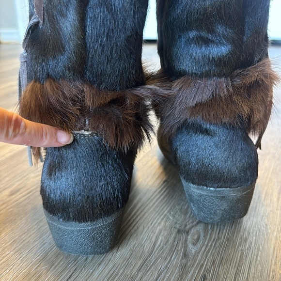vtg Italian Tecnica 70s 80s brown goat fur mukluk muk luk boots size 7.5 cute - Picture 10 of 15